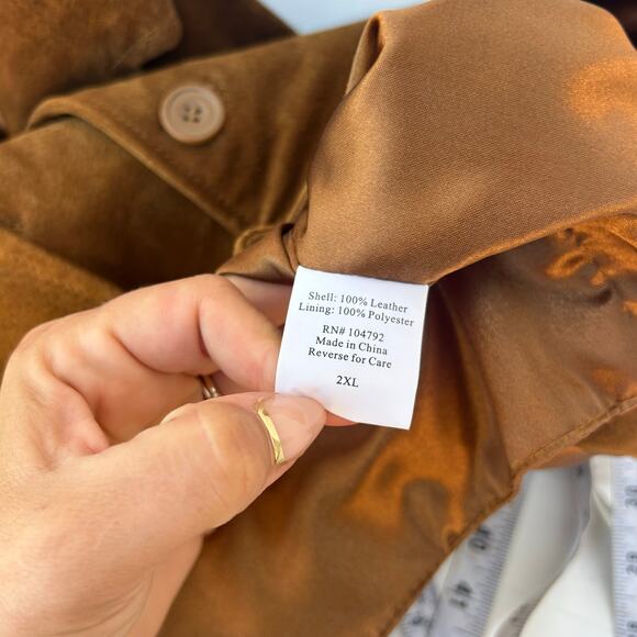 Vintage Leather Suede Vest Big & Tall Tan 2XL XXL Western Cowboy Camel - Picture 5 of 8
